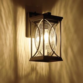 Oil Rubbed Bronze Porch Light Dusk to Dawn Outdoor Wall Lantern Small Modern Exterior Light Fixture Aluminum with Crack-Like Glass IP65 Waterproo (Option: Black)